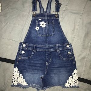 Girls denim overalls skirt